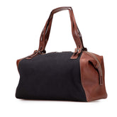 セリーヌ ロゴ トートバッグ ブラック ブラウン キャンバス レザー レディース CELINE 【中古】